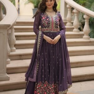 Designer Lavender Color Three Piece Sharara Suit