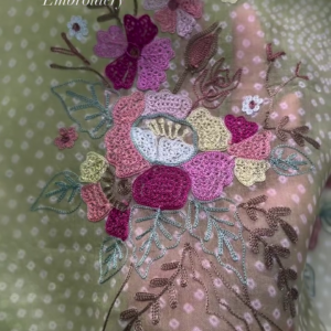 Vibrant Zari Aari Embroidered Floral Fabric