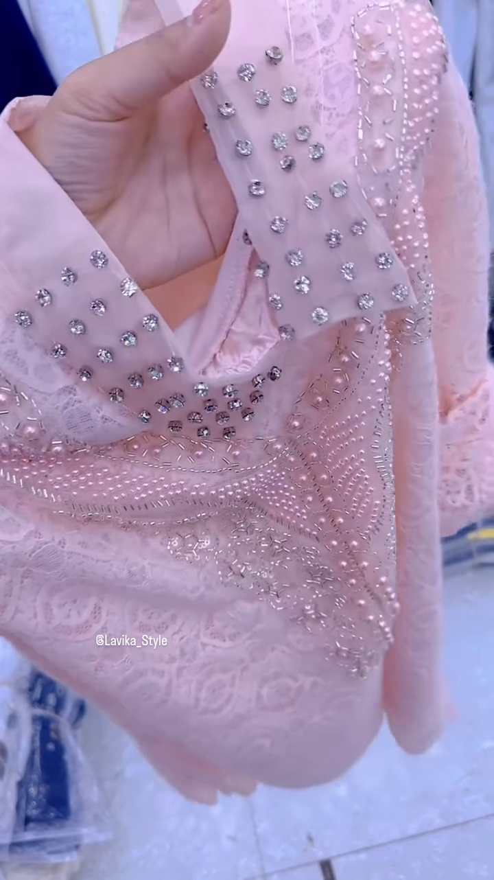 Exquisite Embellished Blouse with Lace and Pearl Detailing - Image 4