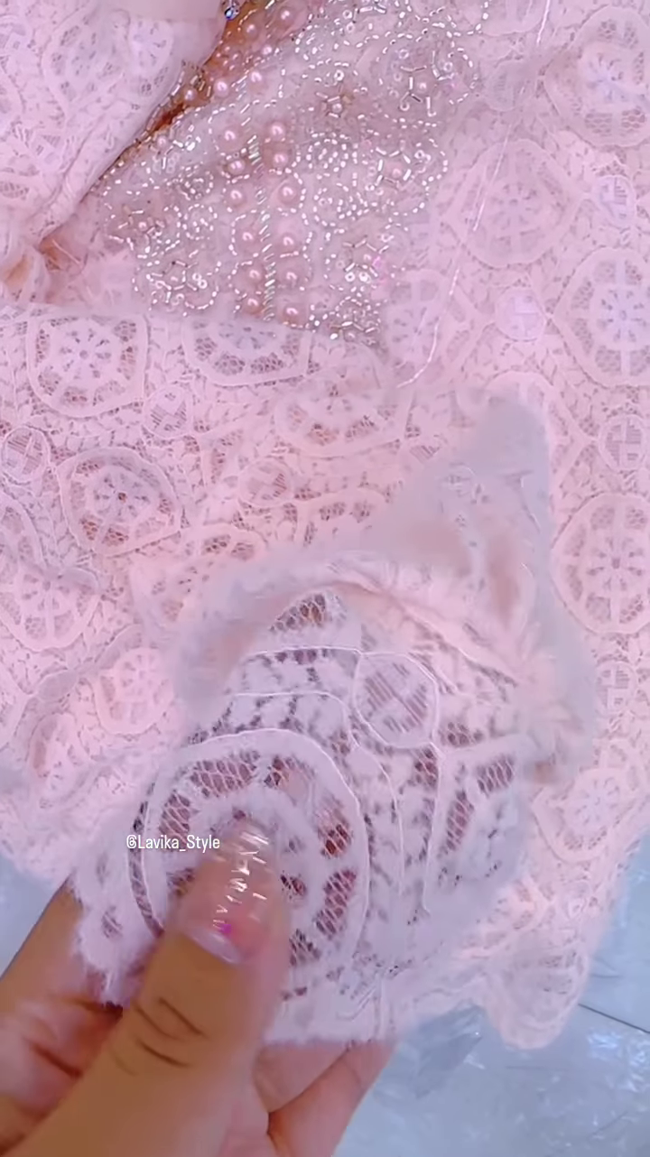 Exquisite Embellished Blouse with Lace and Pearl Detailing - Image 2
