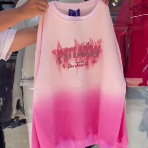 Stylish Pink Ombré Sweatshirt with Bold Graphic Print