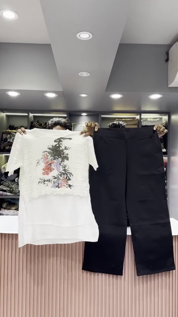 Artistic Knit Sweater and Black Wide-Leg Pant Set - Image 5