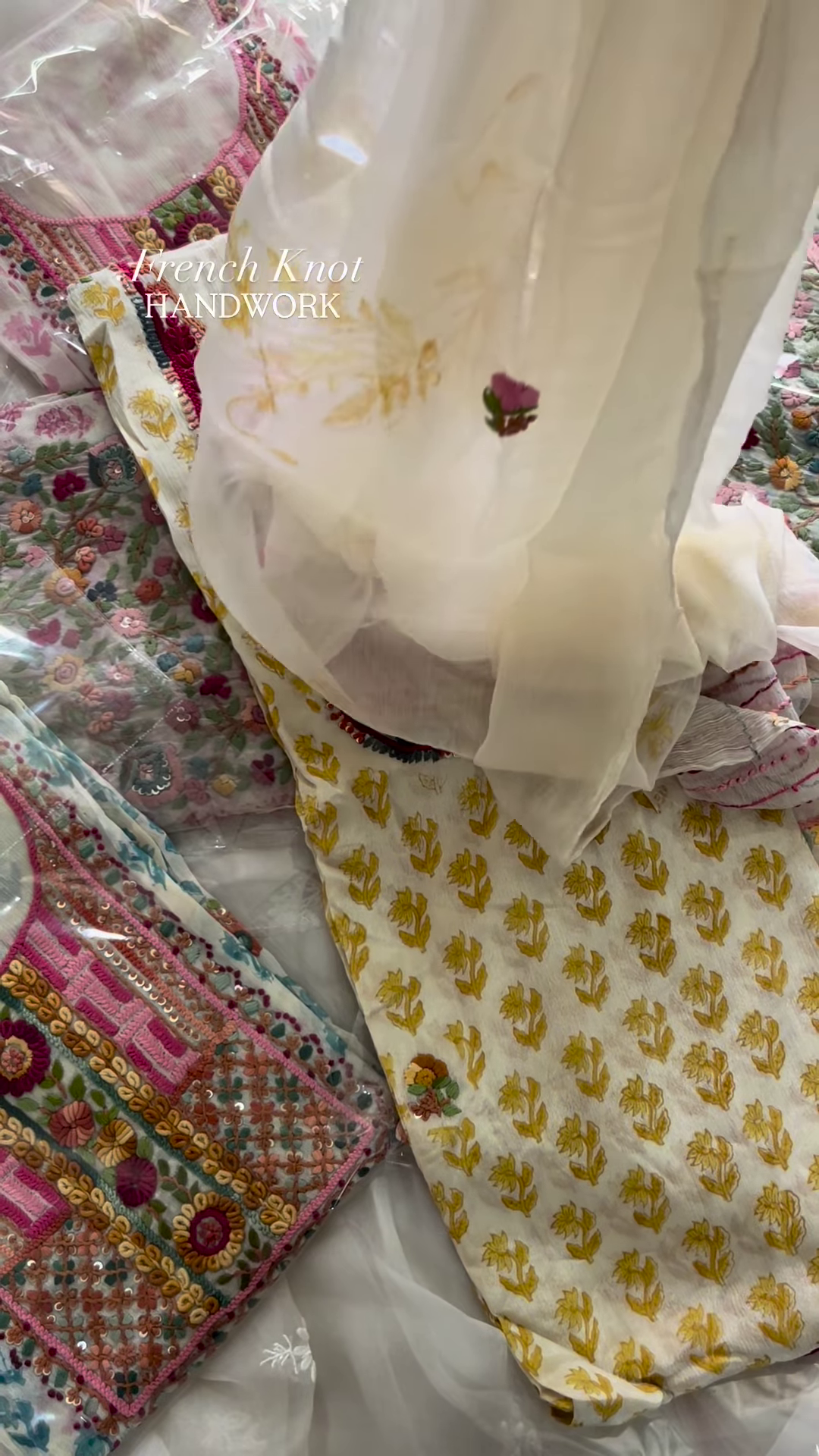 Handcrafted Floral Embroidered Kurta with French Knot Work - Image 6