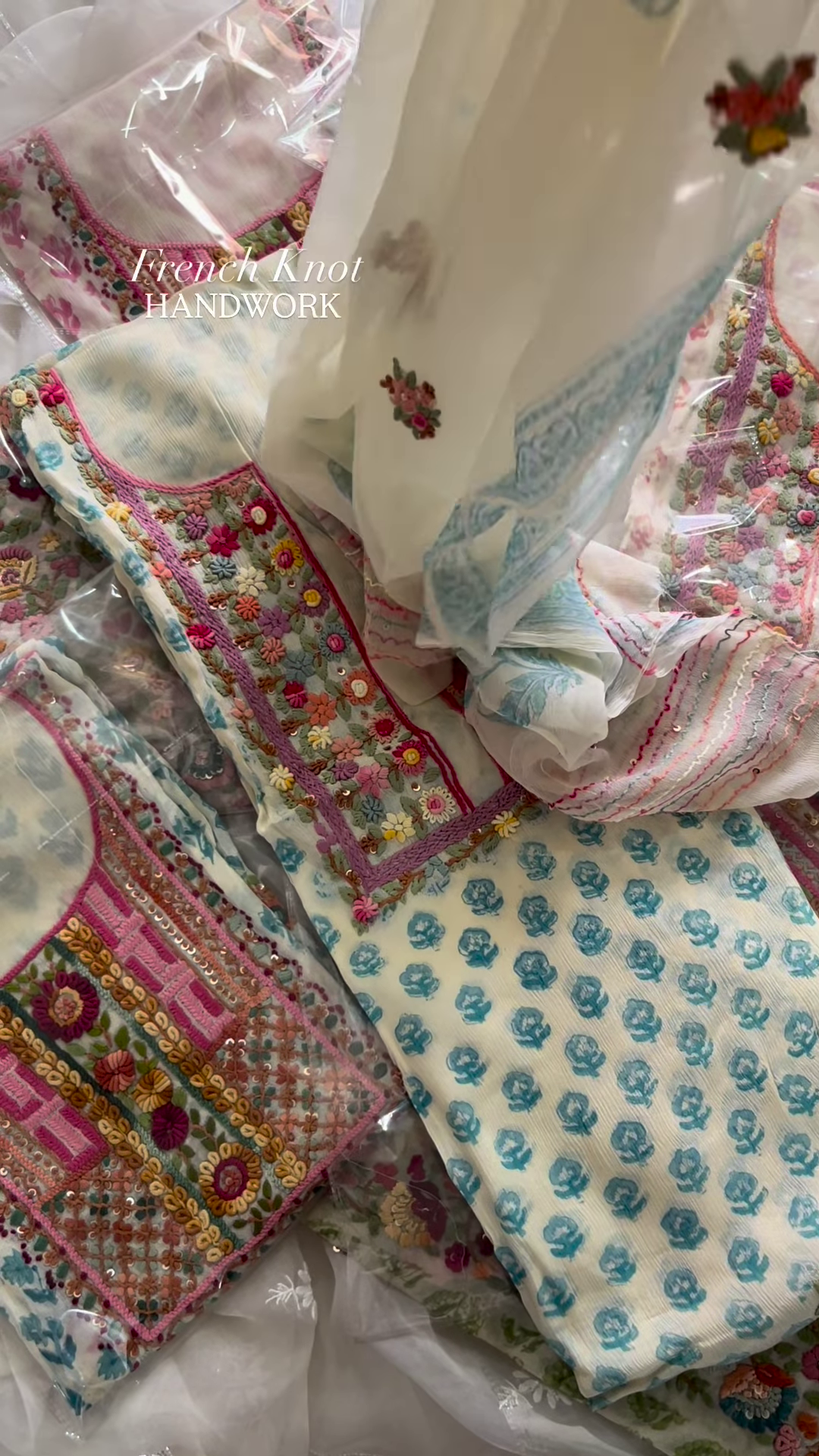 Handcrafted Floral Embroidered Kurta with French Knot Work - Image 2