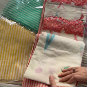 Sheer Pink Fabric with Intricate Flamingo and Floral Embroidery