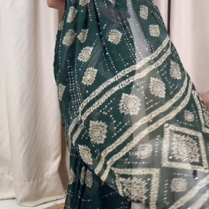 Crimson Red Georgette Bandhani Saree