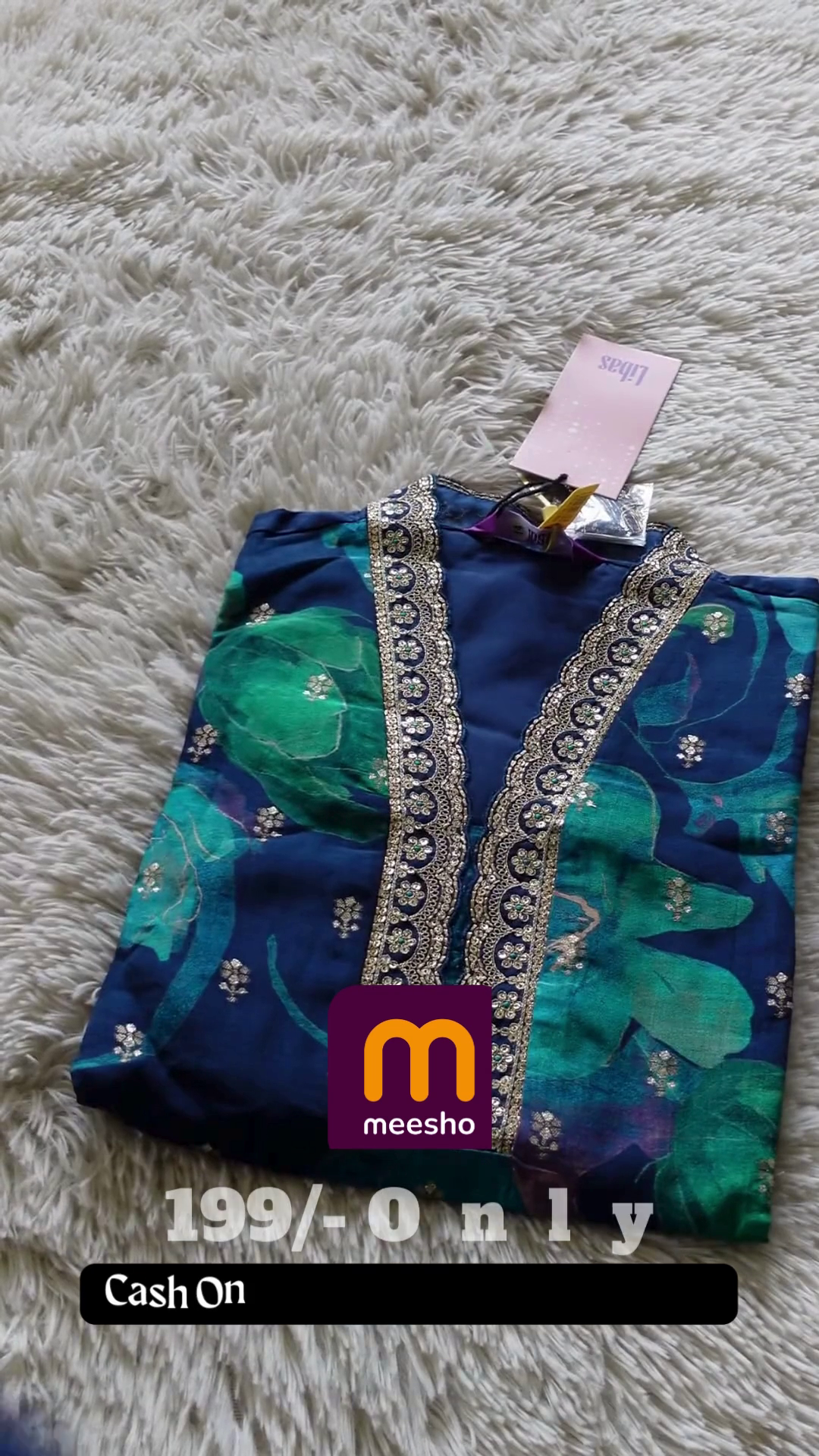 White Cotton Suit with Multi-Color Resham Embroidery - Image 3