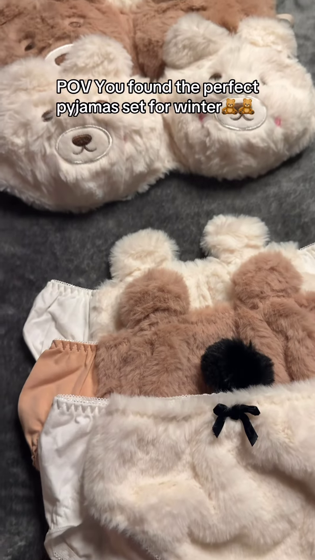 Ultra-Soft White Fleece Winter Pajama Set with 3D Teddy Bear Design and Ruffled Lounge Shorts - Image 2