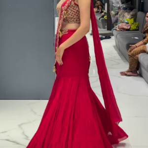 Women's Regal Red Embroidered Lehenga Choli with Dupatta – Festive & Bridal Ethnic Wear