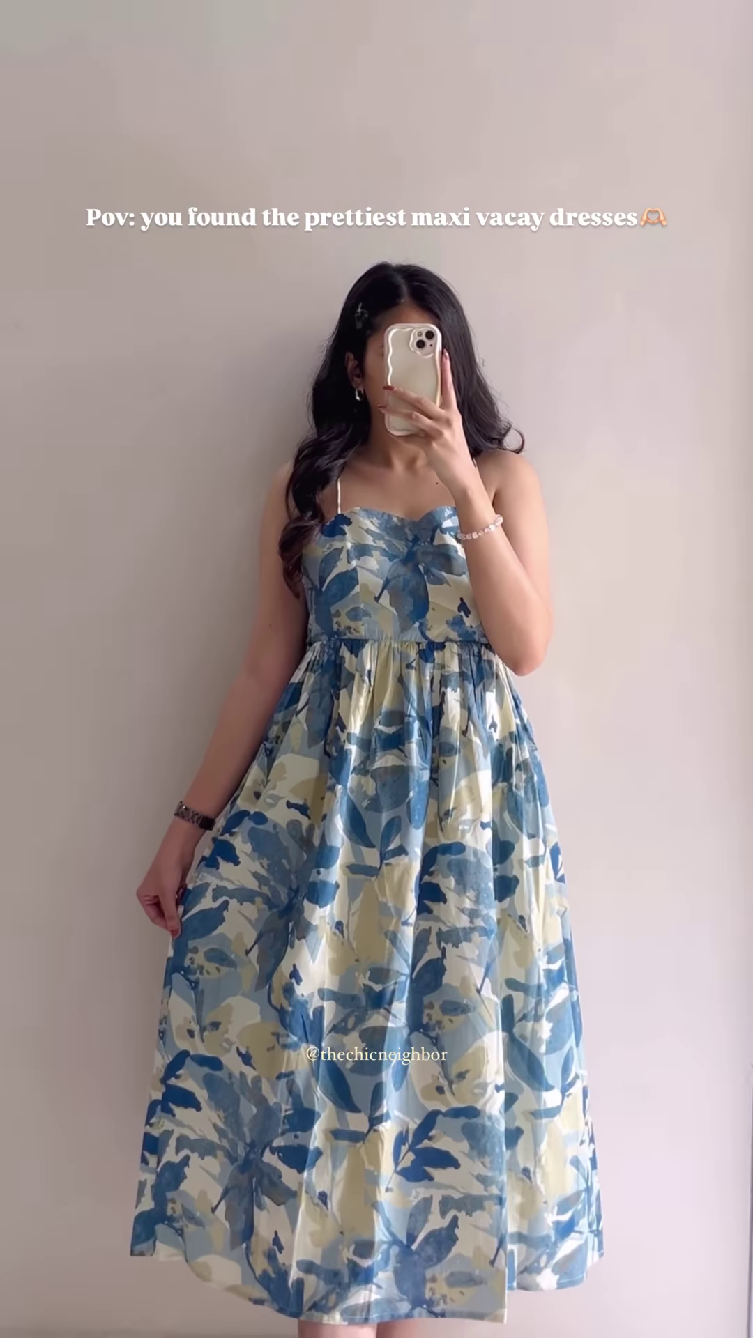 Women’s Sleeveless Blue-Beige Floral Print Maxi Dress – Lightweight Vacation-Ready Fashion - Image 4