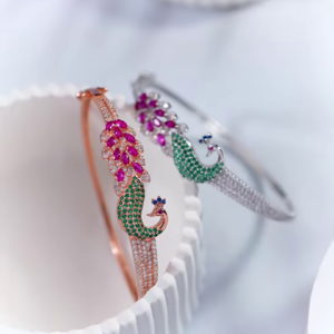 Women’s Peacock Design Stone-Studded Bracelets