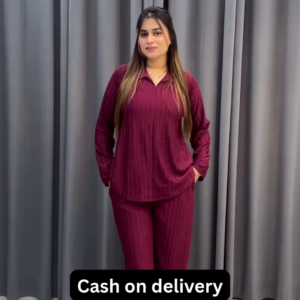 Women’s Maroon Belted Kurti with Matching Straight Pants – Casual Ethnicwear with Layered Elegance