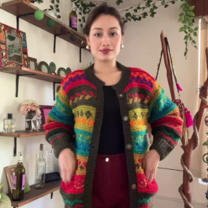 Multicolor Knitted Cardigan & Jogger Set 🎨 Boho-Chic Comfortwear