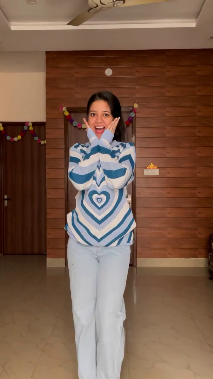 Graphic Knit Sweater Combos 🧶 Paired with Light Blue Jeans – Heart, Flame & Stripe Variants - Image 2