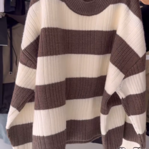 Ribbed Stripe Knit Sweaters π§Ά Horizontal Pattern β Black, Brown, Gray & Pink Variants