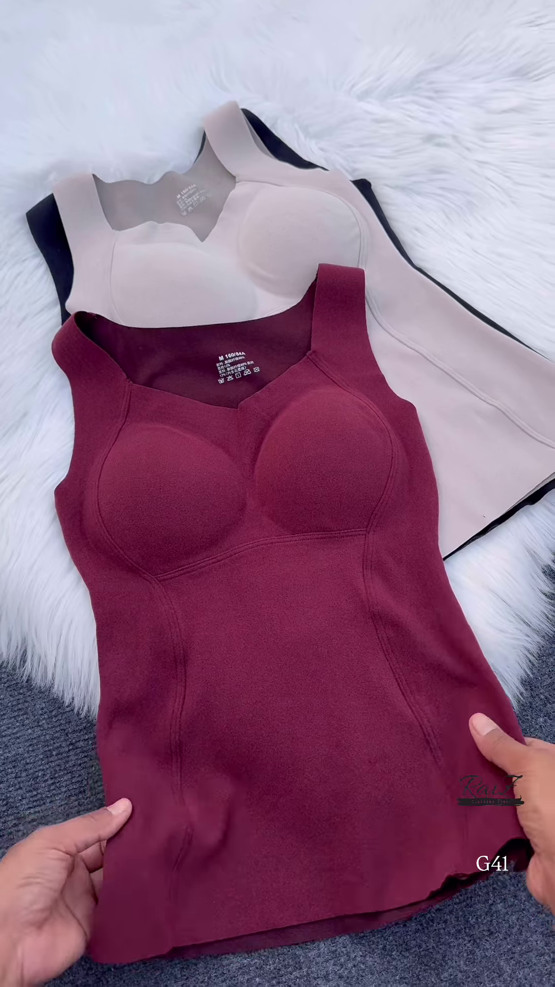 Sleeveless Built-In Bra Tops ππ€ β Molded Cup Basics in Black, Beige & Maroon Variants - Image 2