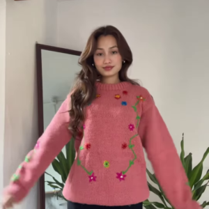 Seasonal Knit Sweater Trio ππ§₯ β Floral, Minimal & Geometric Styles in Pink, Green & Cream Variants