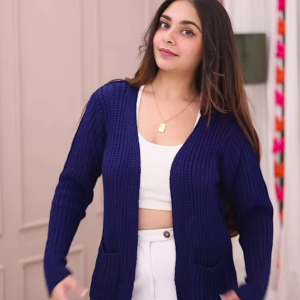 Blue-Toned Knitwear Trio π§₯π β Striped Sweater, Navy Cardigan & Cable-Knit Co-Ord Set