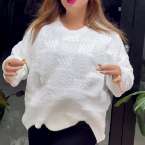 Textured Knit Sweaters 🧶🧥 – White, Maroon & Black Variants with Raised Pattern Detailing