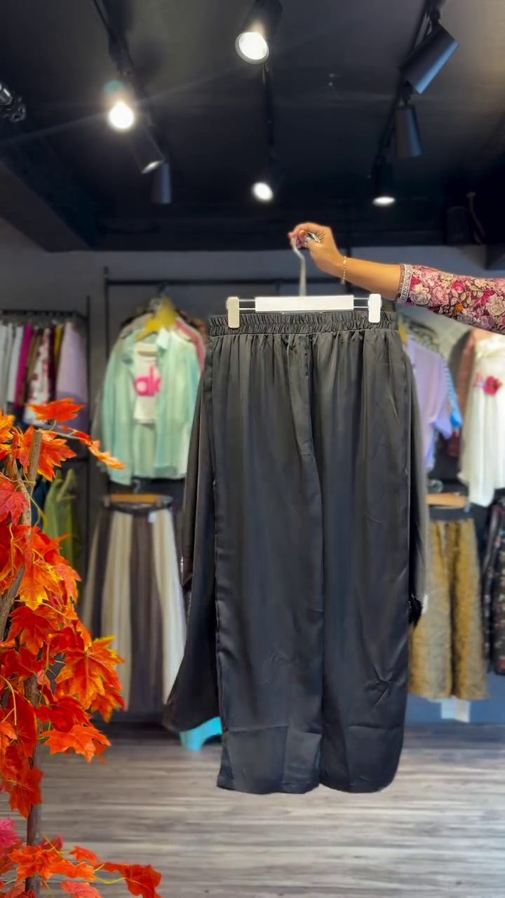 Embroidered Black Dress with Pearl Cuff Detail - Image 2