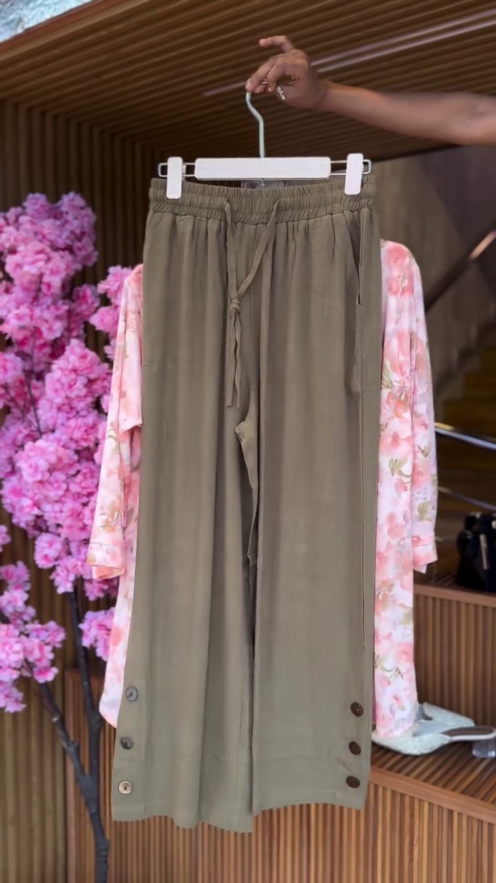 Floral Tunic in Blush & Olive Pants - Image 2