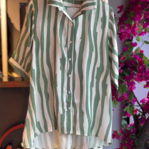 Striped Shirt in Mint & White Shorts