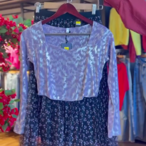 Zigzag Top in Lavender & Floral Mesh Skirt in Black