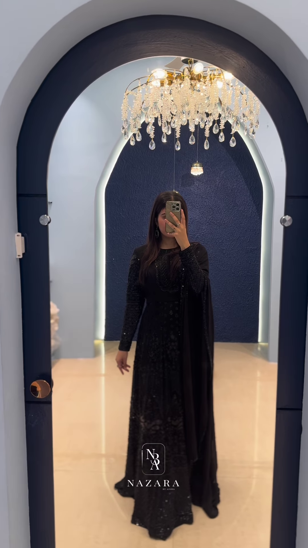 BLACK EMBELLISHED ETHNIC GOWN