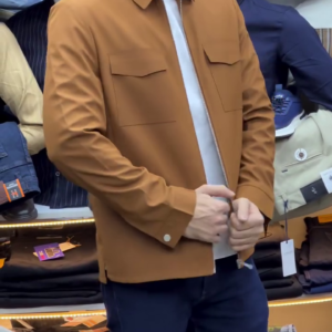 BROWN STRUCTURED BUTTON-UP SHIRT