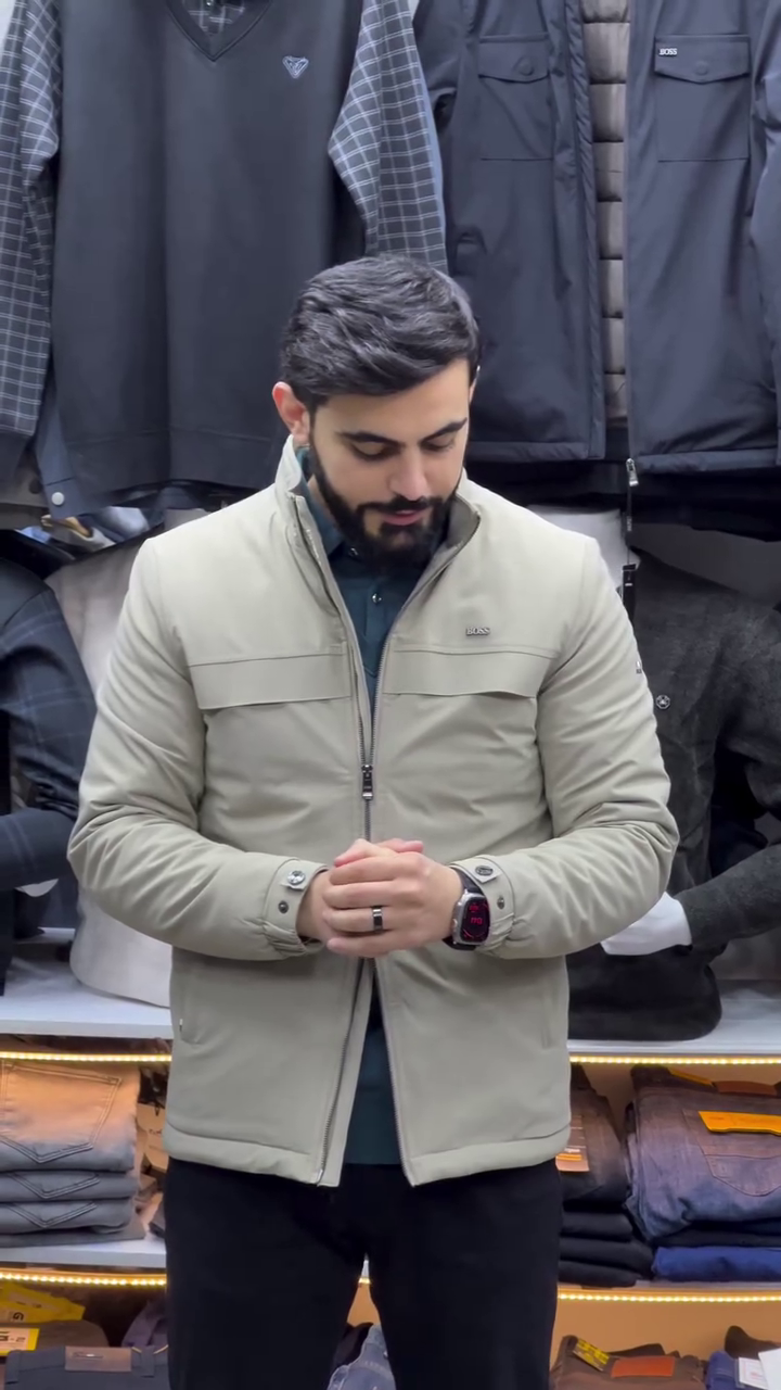 LIGHT BEIGE ZIP-UP JACKET WITH LOGO DETAIL - Image 2