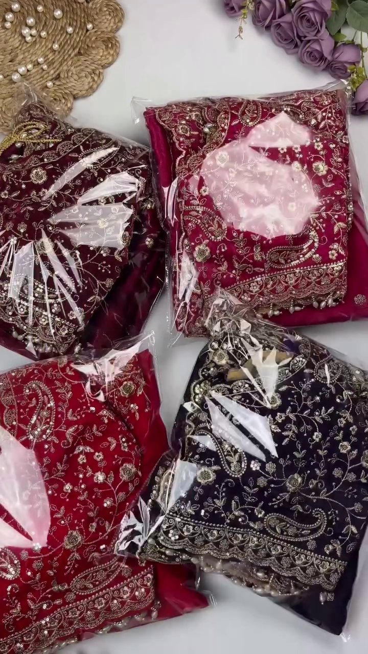 Luxury Heavy Embroidered Velvet Dupatta – Royal Collection