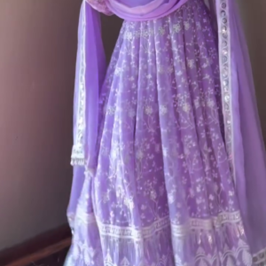 Lavender Heavy Embroidered Anarkali Suit with Dupatta – Elegant Premium Collection