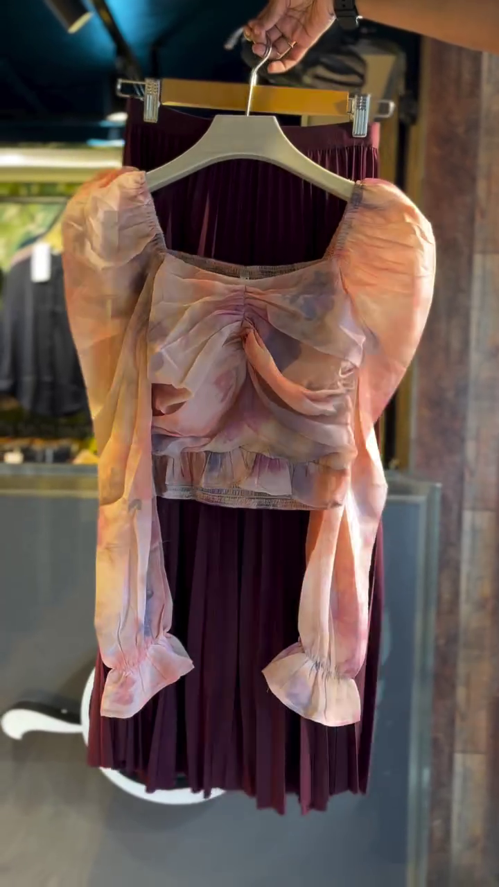 Wine Purple Pleated Midi Skirt with Statement Crystal Belt – Chic Western Wear Edition