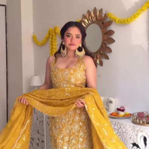 Mustard Yellow Embroidered Sharara Suit with Matching Dupatta – Festive Ethnic Set