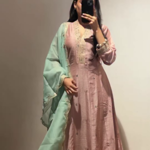 Brown Embroidered Kurta with Elegant Thread Work – Daily Wear & Semi-Festive Collection