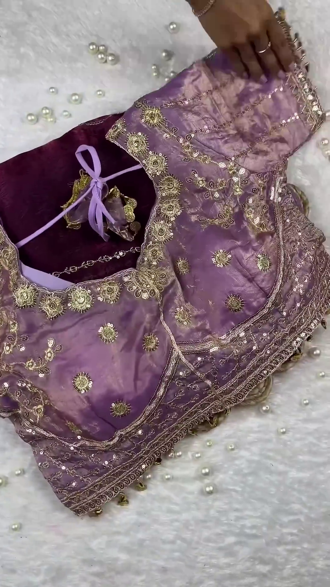 Luxury Lavender Heavy Embroidered Designer Readymade Blouse