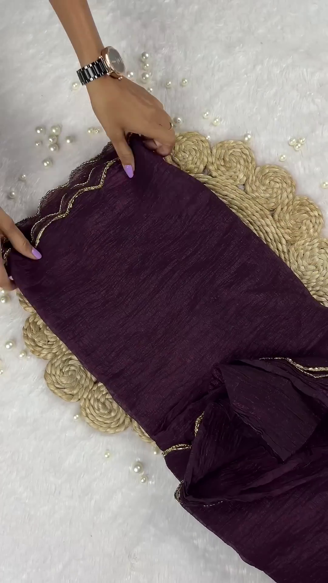 Royal Wine Purple Heavy Embroidered Designer Blouse with Sequin Grid Work - Image 2