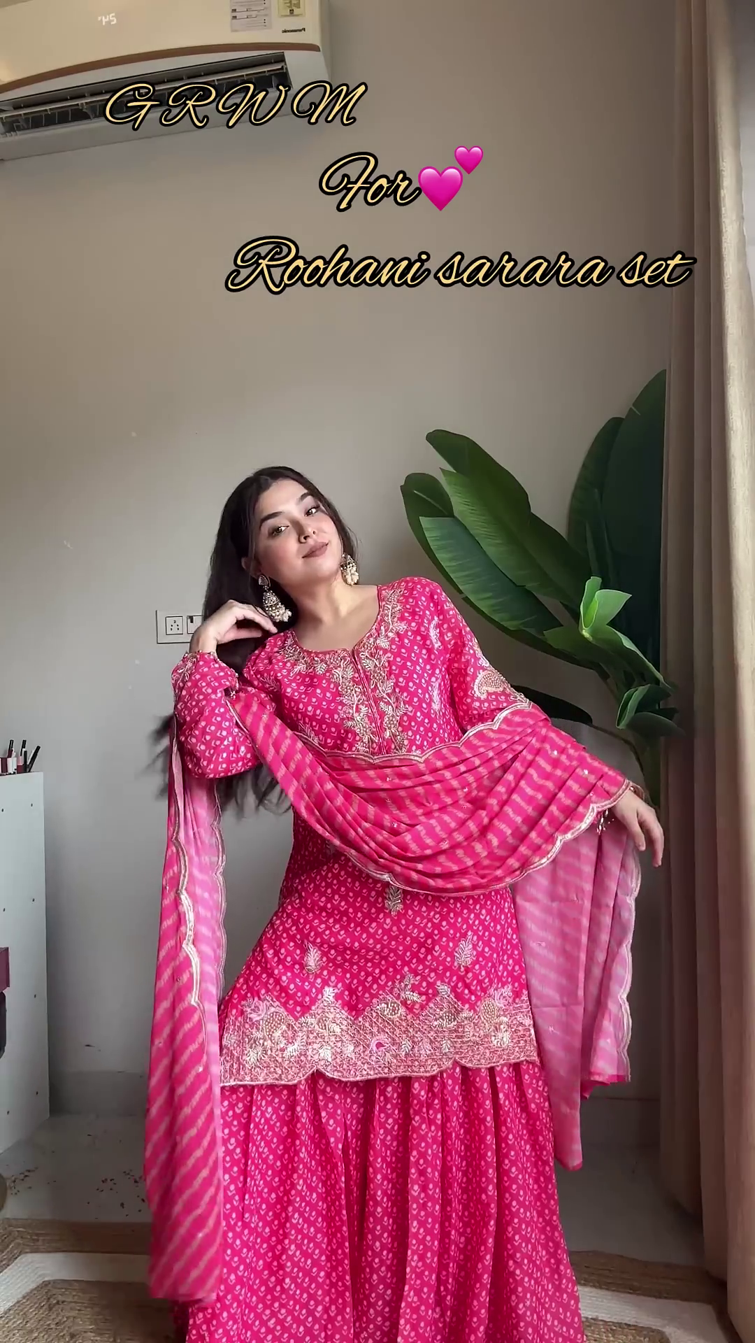 Rochani Pink Bandhani Print Designer Sharara Set - Image 2