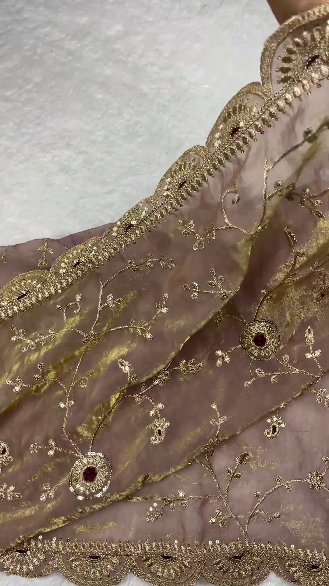 Ornate Wine Velvet Blouse with Intricate Golden Embroidery - Image 3
