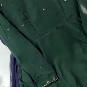 Forest Green Anarkali with Scalloped Zari Detailing