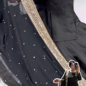 Grand Midnight Black Anarkali with Concentrated Zari Borders