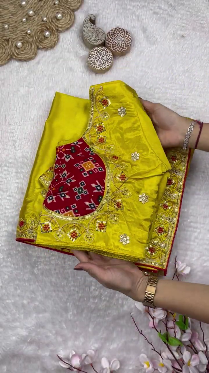 Sun-Kissed Yellow Patola Fusion Saree Set