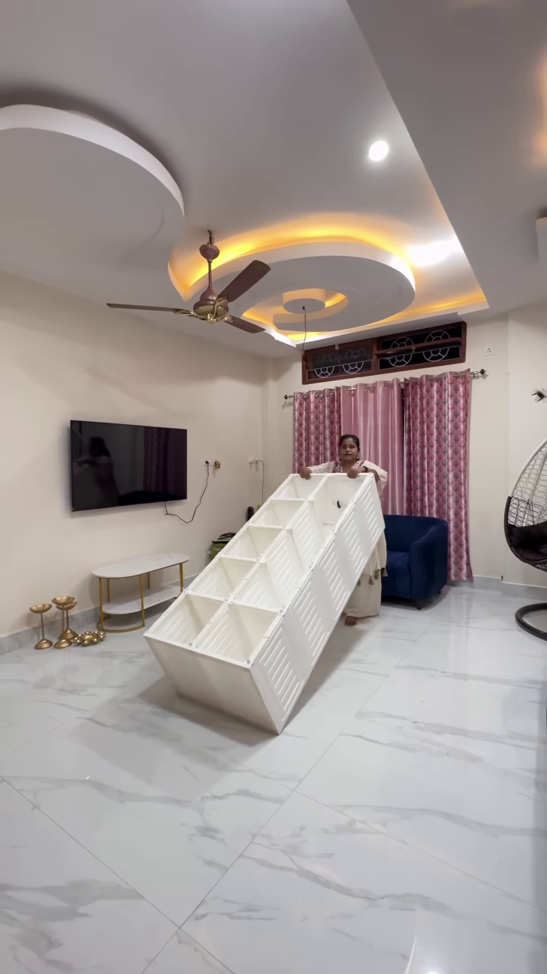 Multi-Tiered Modern Storage Cabinet with Tinted Doors - Image 2