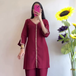 Chic Embroidered A-Line Co-ord Set for Women – 5 Elegant Shades