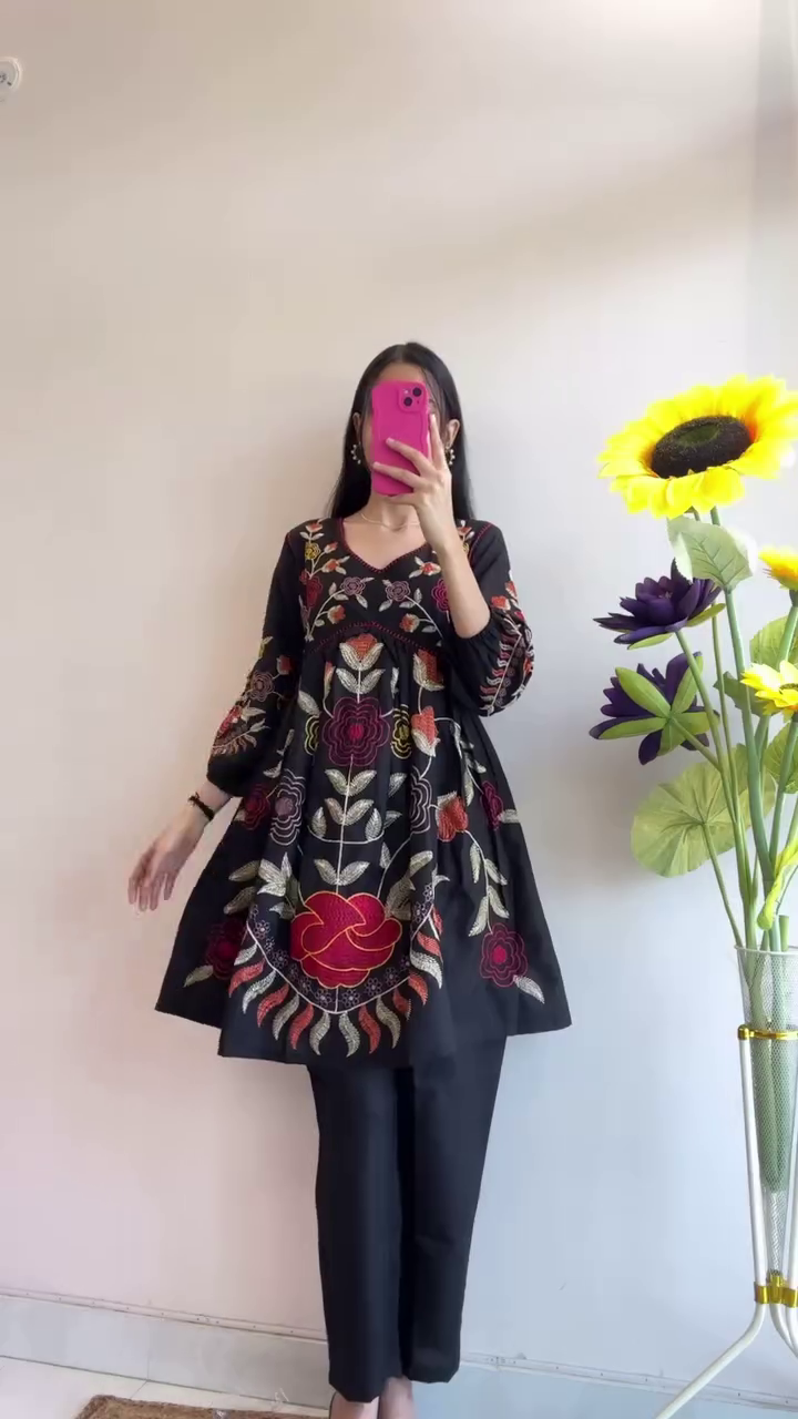 Chic Embroidered A-Line Co-ord Set for Women – 5 Elegant Shades - Image 5