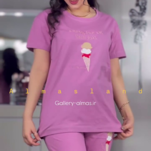 Cute Ice Cream Printed Cotton Pajama Set – 5 Fun Colors