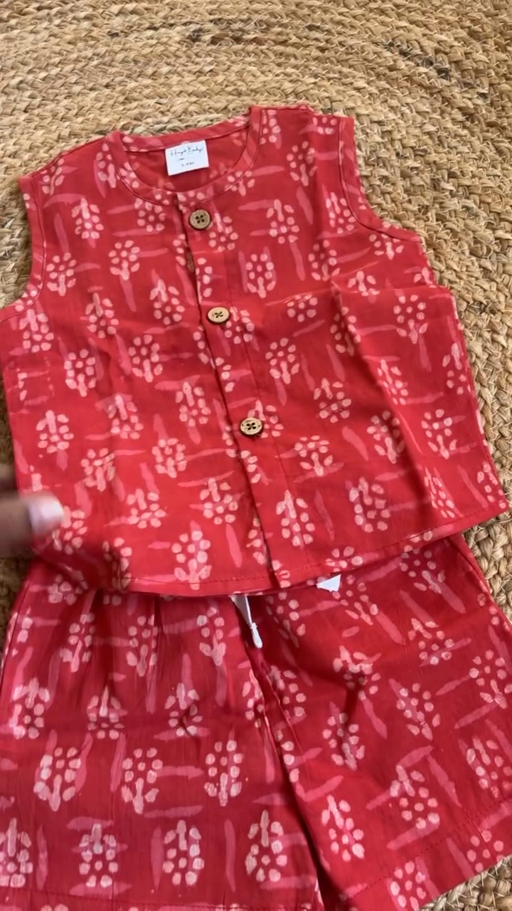 Traditional Hand Block Printed Jabla Set for Babies – 100% Cotton | Available in 10 Colors - Image 4