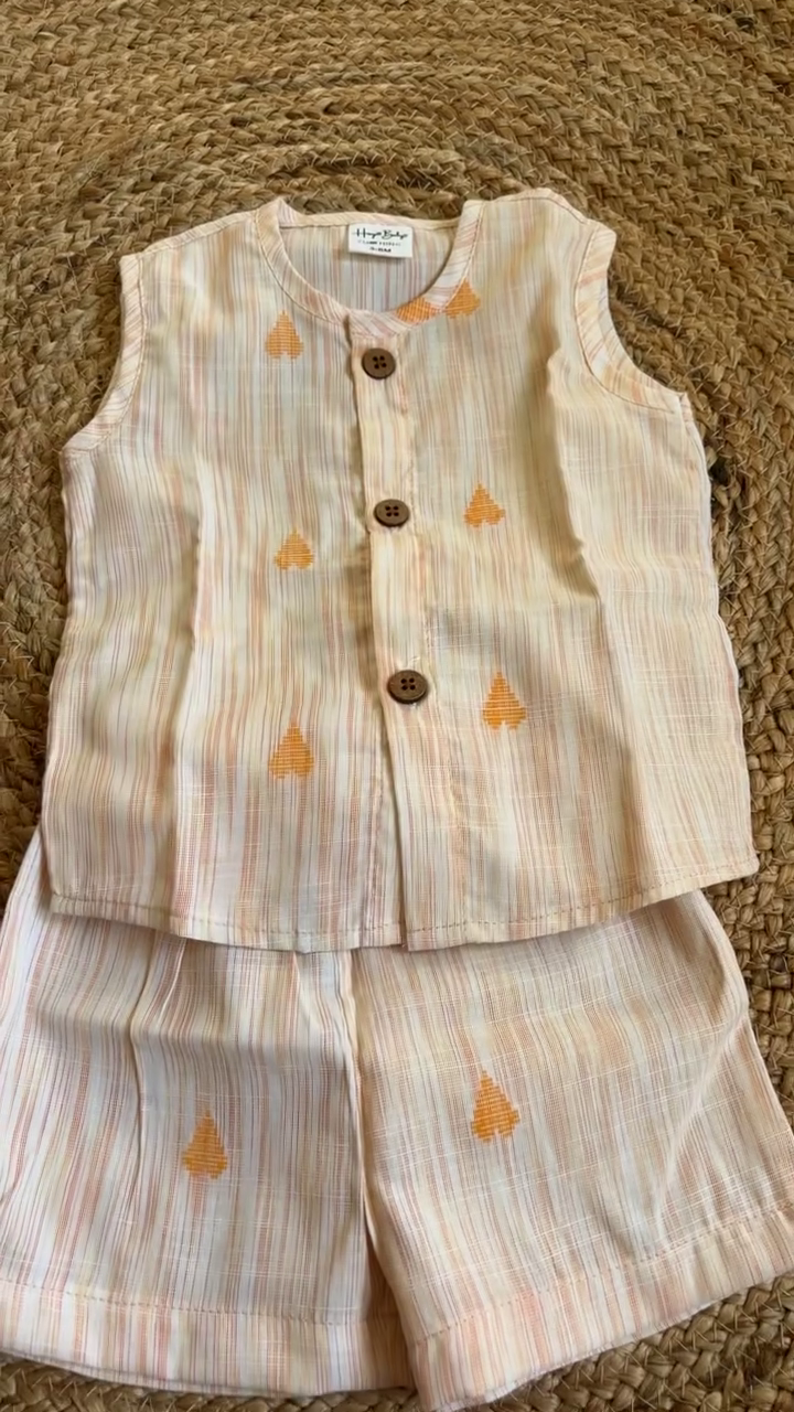 Traditional Hand Block Printed Jabla Set for Babies – 100% Cotton | Available in 10 Colors - Image 2