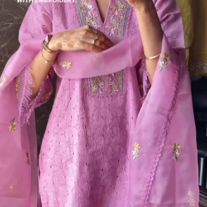 Premium Cotton Chiffon Pakistani Suit in Pink – Embroidered Ethnicwear Set for Women