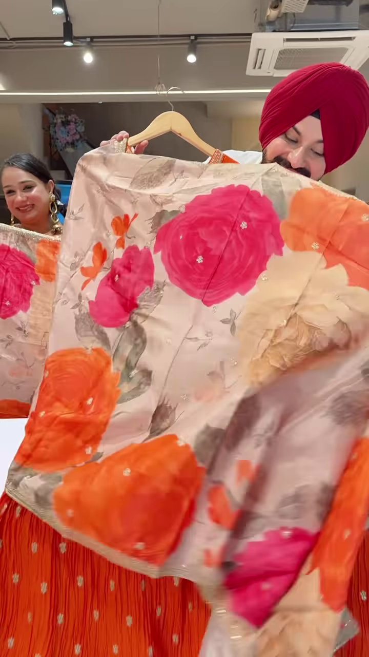 Vibrant Orange Embroidered Anarkali with Gold Motifs – Festive Ethnicwear for Women - Image 2